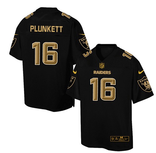 Men's Elite Jim Plunkett Nike Jersey Black - #16 Pro Line Gold Collection NFL Oakland Raiders